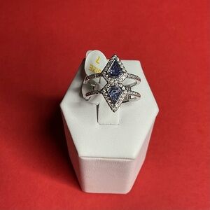 Bomb Party RBP6429 “Love Your Life” Sapphire CZ on Rhodium Size 7 Ring NWT
